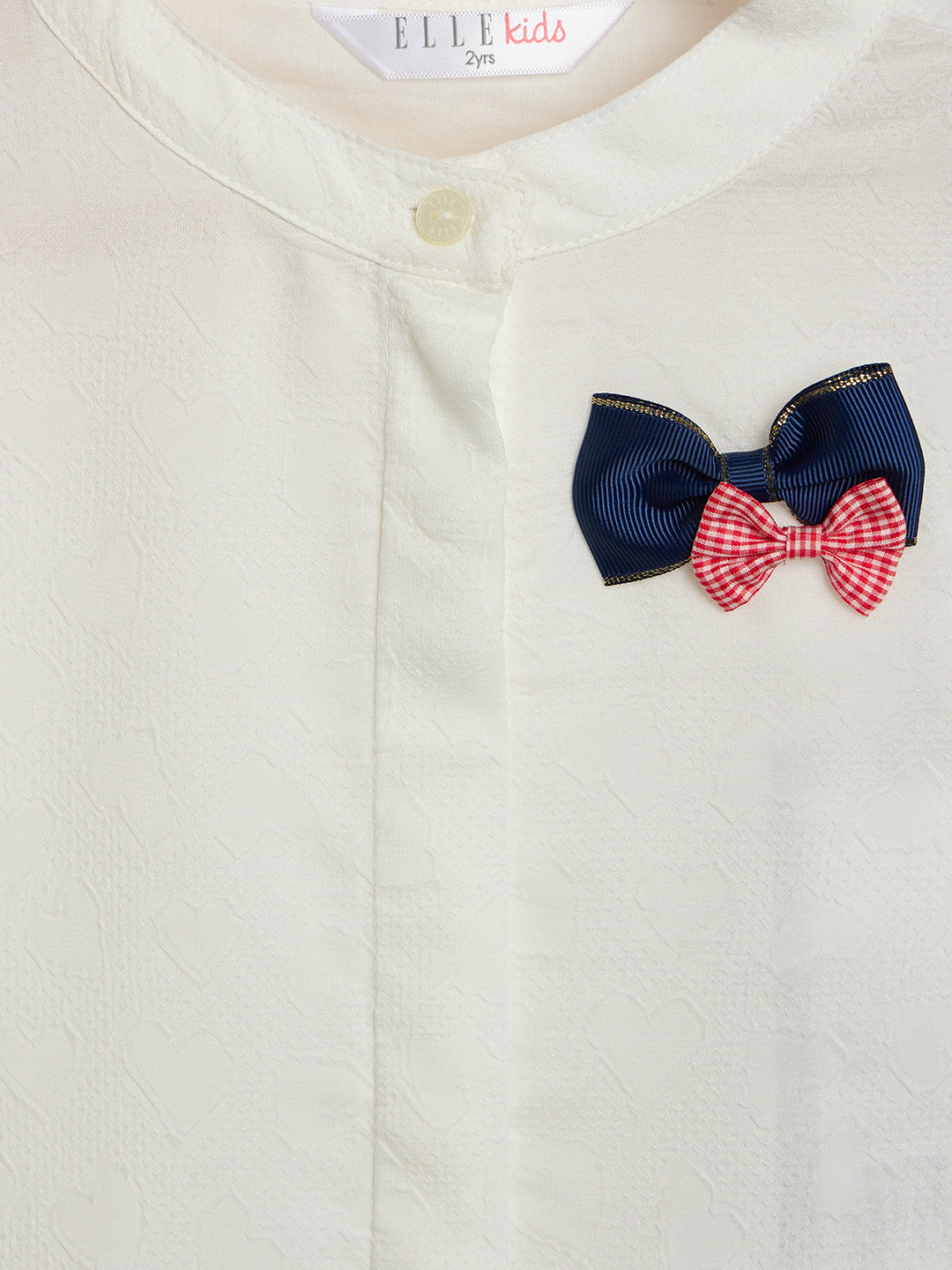 Elle Kids White Solid Band Collar Top