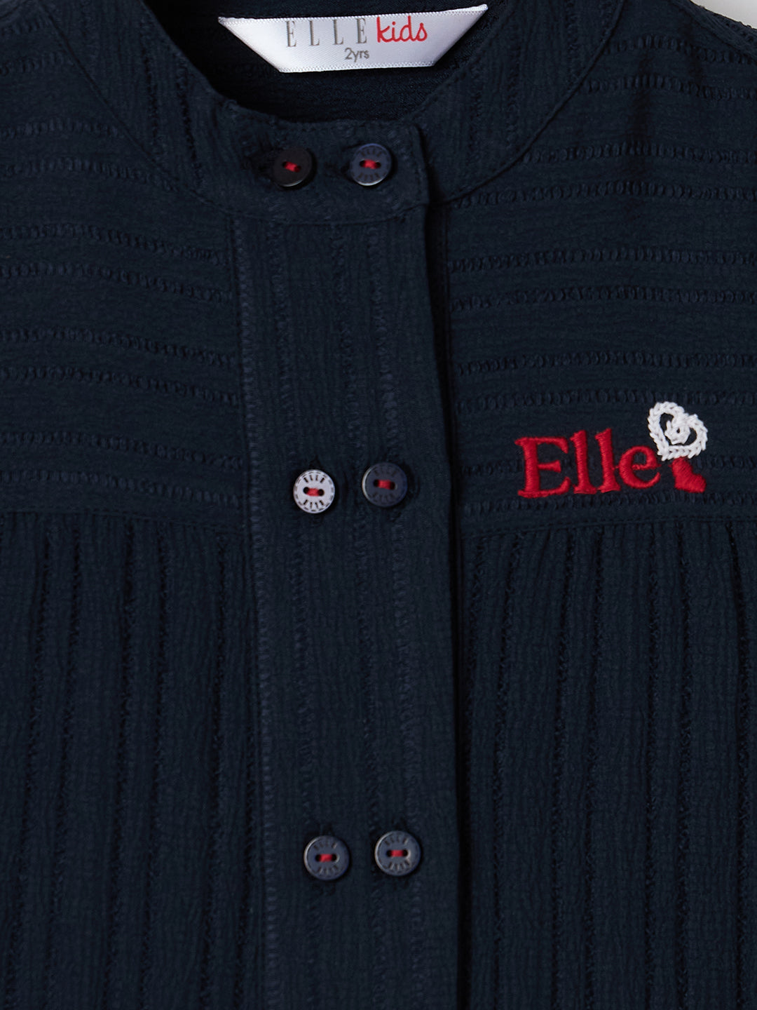 Elle Kids Blue Embroidered Band Collar Top