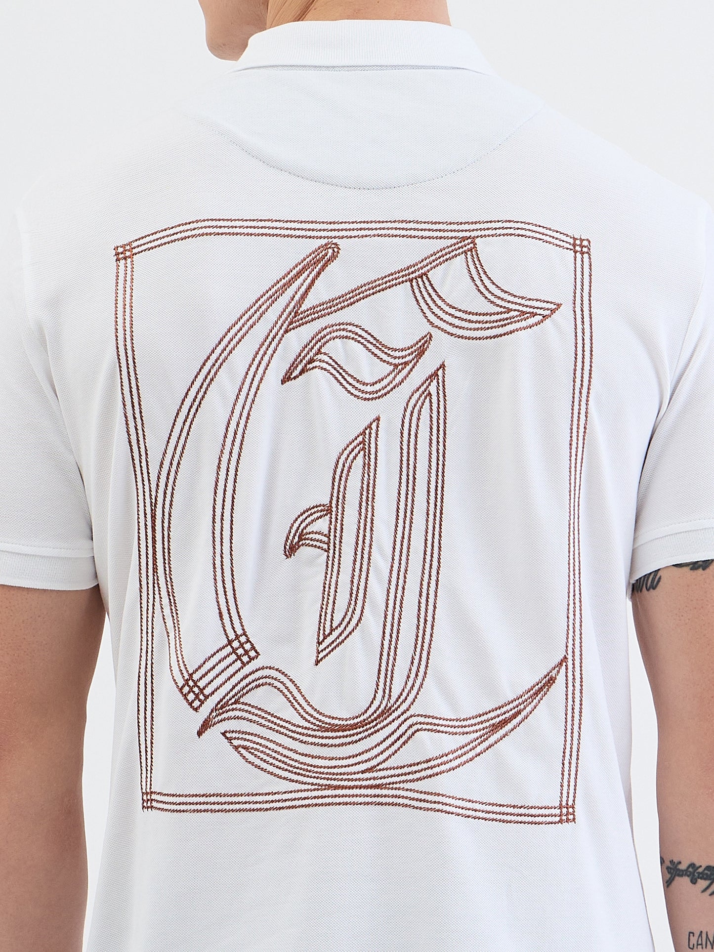 Just Cavalli Men White Solid Polo Tshirt