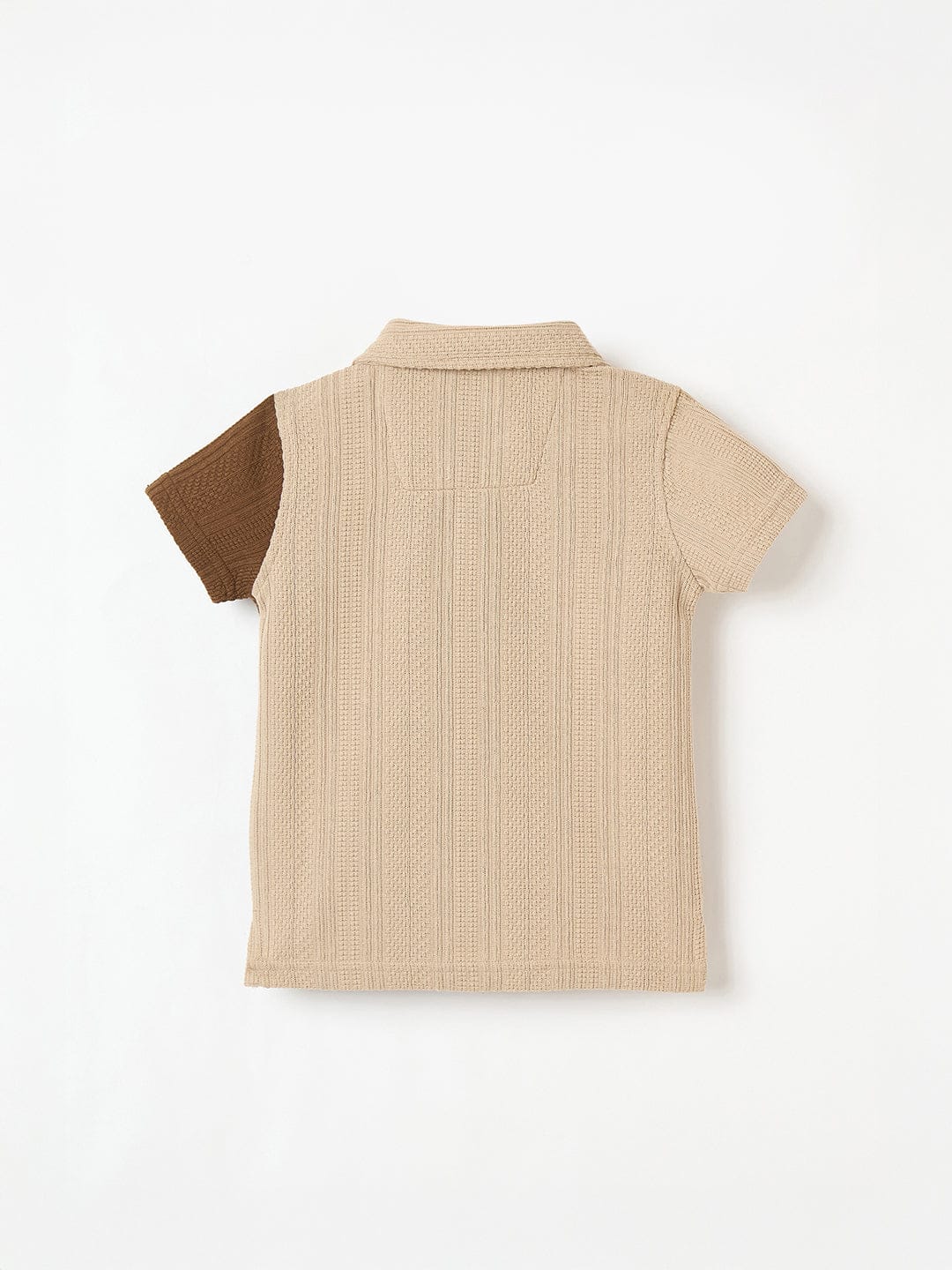 Blue Giraffe Boys Multi Textured Flat Collar Shirt