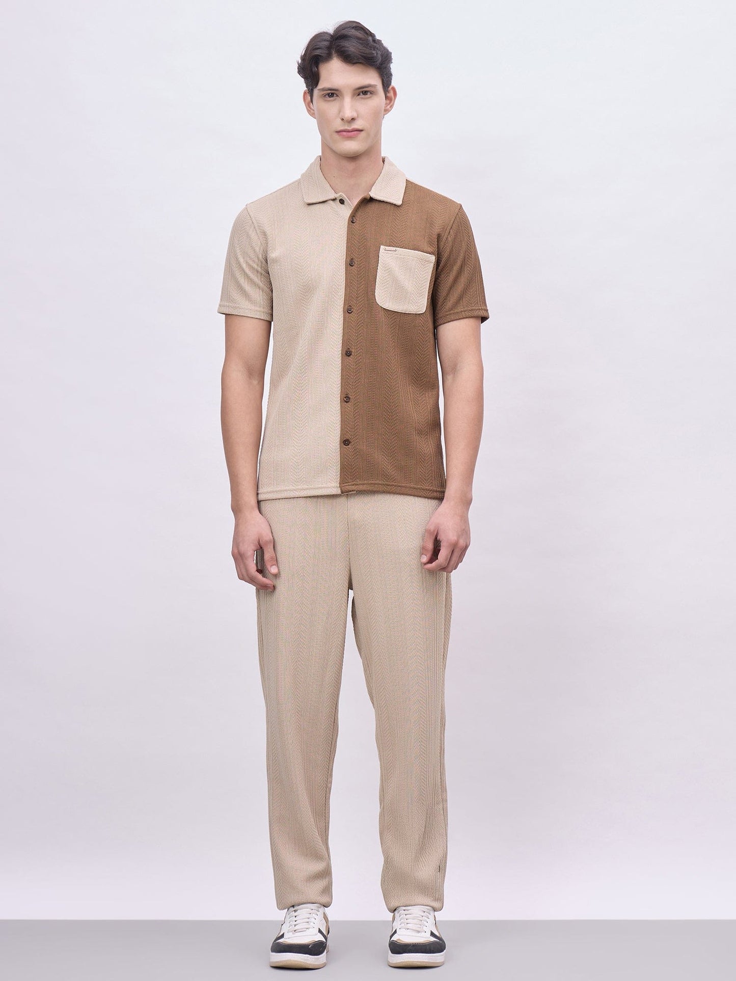 Iconic Men Multicolor Coloublocked Collar Shirt