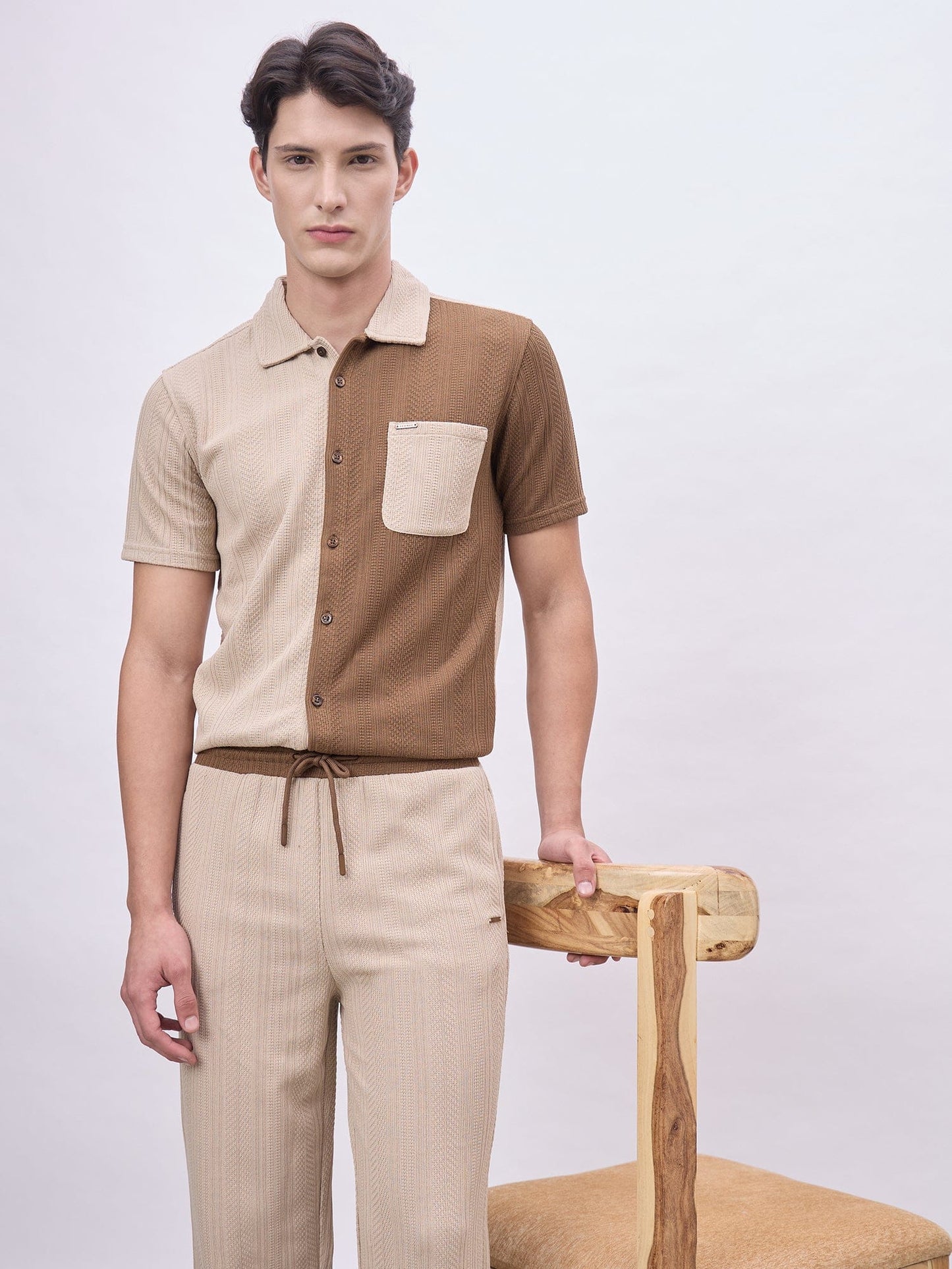 Iconic Men Multicolor Coloublocked Collar Shirt