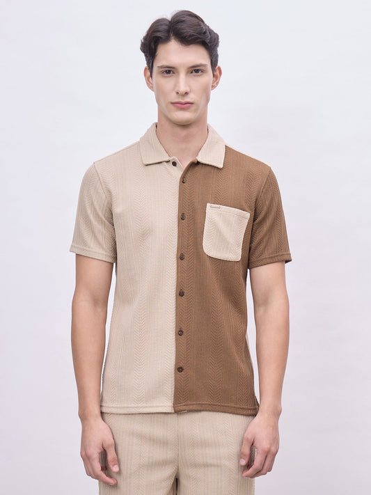 Iconic Men Multicolor Coloublocked Collar Shirt