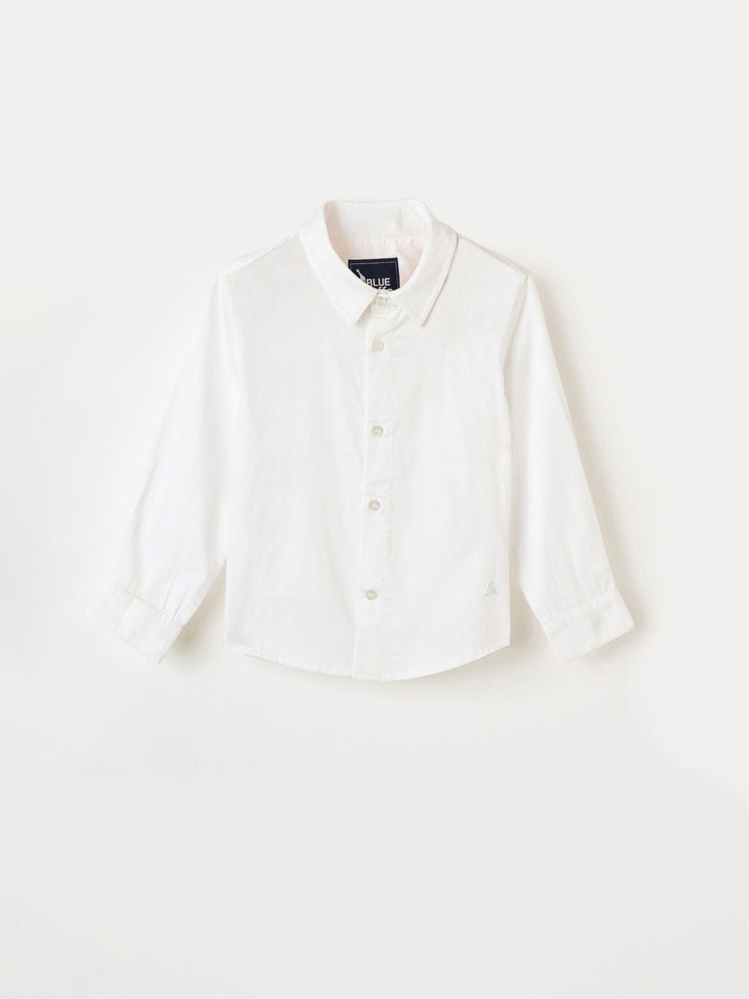 Blue Giraffe Boys White Solid Shirt Collar Shirt