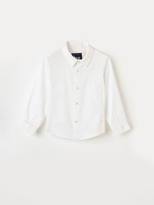 Blue Giraffe Boys White Solid Shirt Collar Shirt