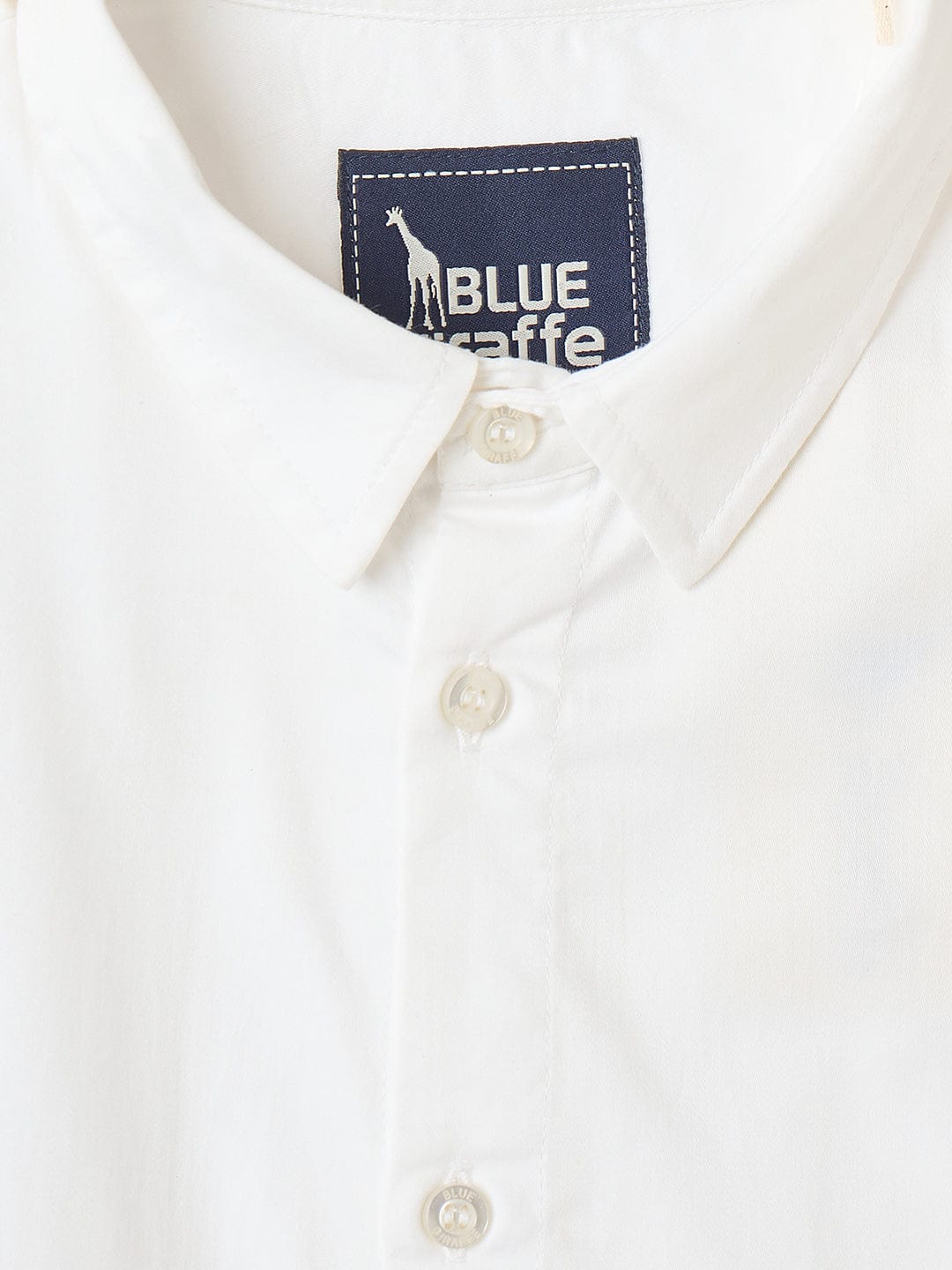 Blue Giraffe Boys White Solid Shirt Collar Shirt