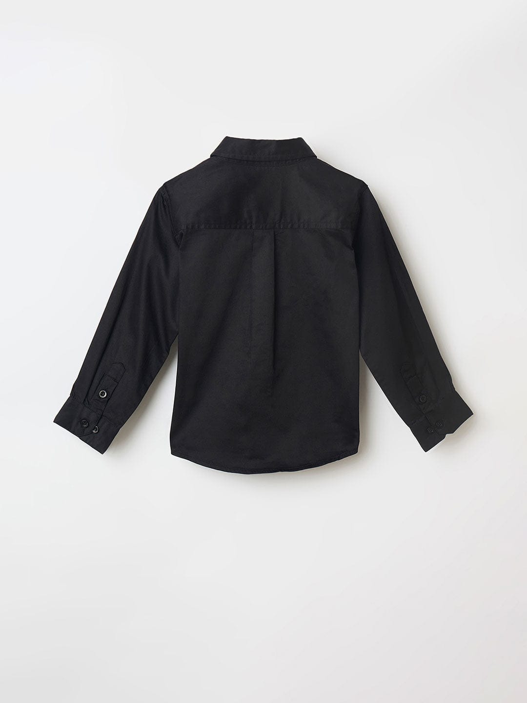 Blue Giraffe Boys Black Solid Shirt Collar Shirt