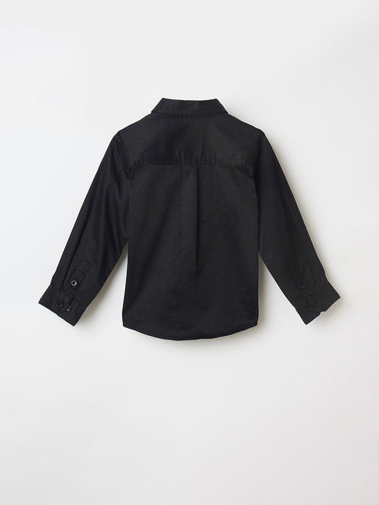 Blue Giraffe Boys Black Solid Shirt Collar Shirt