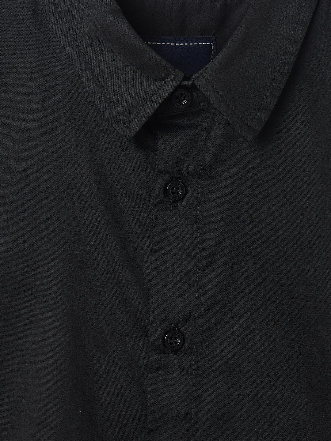 Blue Giraffe Boys Black Solid Shirt Collar Shirt