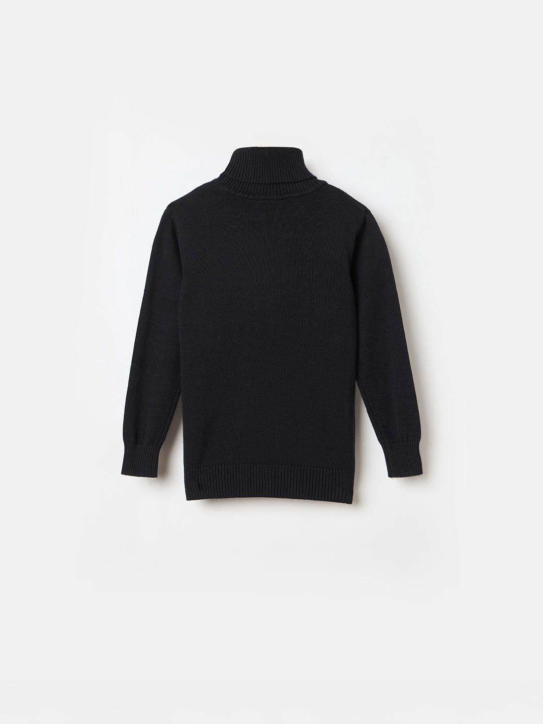 BLUE GIRAFFE Boys Black Cotton Solid High Neck Sweater