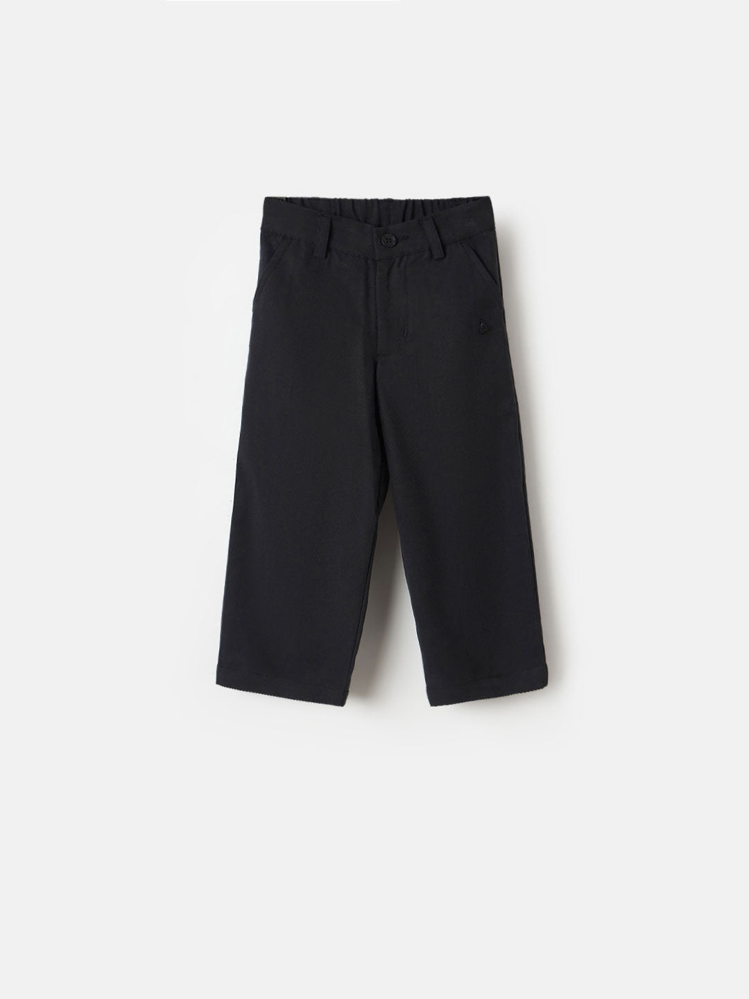 BLUE GIRAFFE Boys Black Cotton Solid Trouser