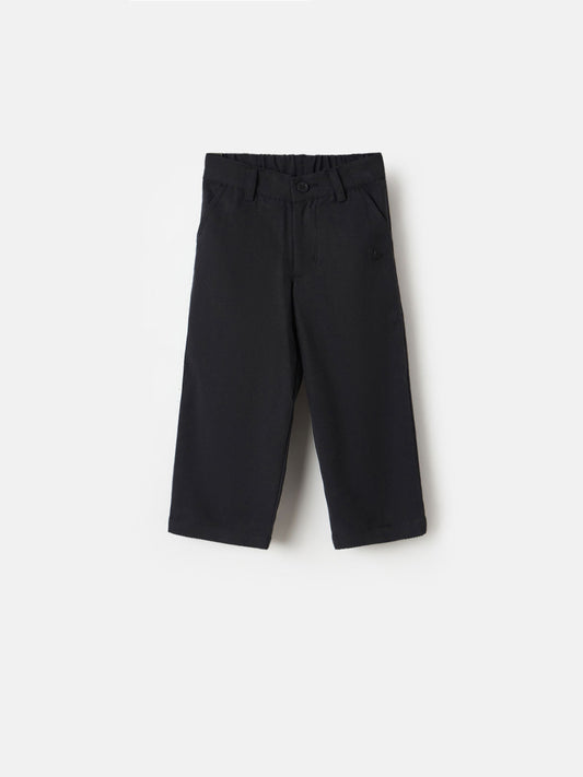 BLUE GIRAFFE Boys Black Cotton Solid Trouser