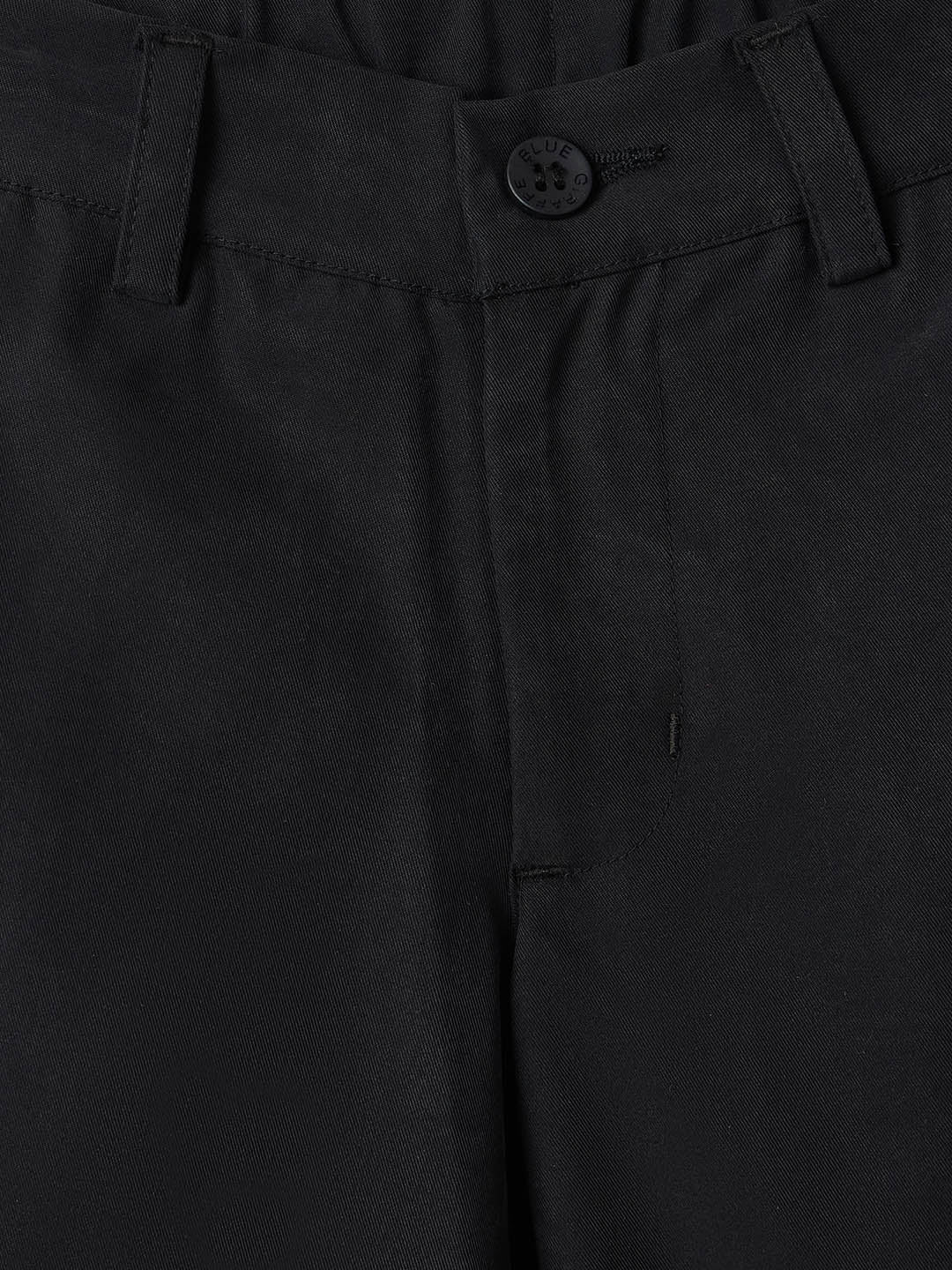 BLUE GIRAFFE Boys Black Cotton Solid Trouser