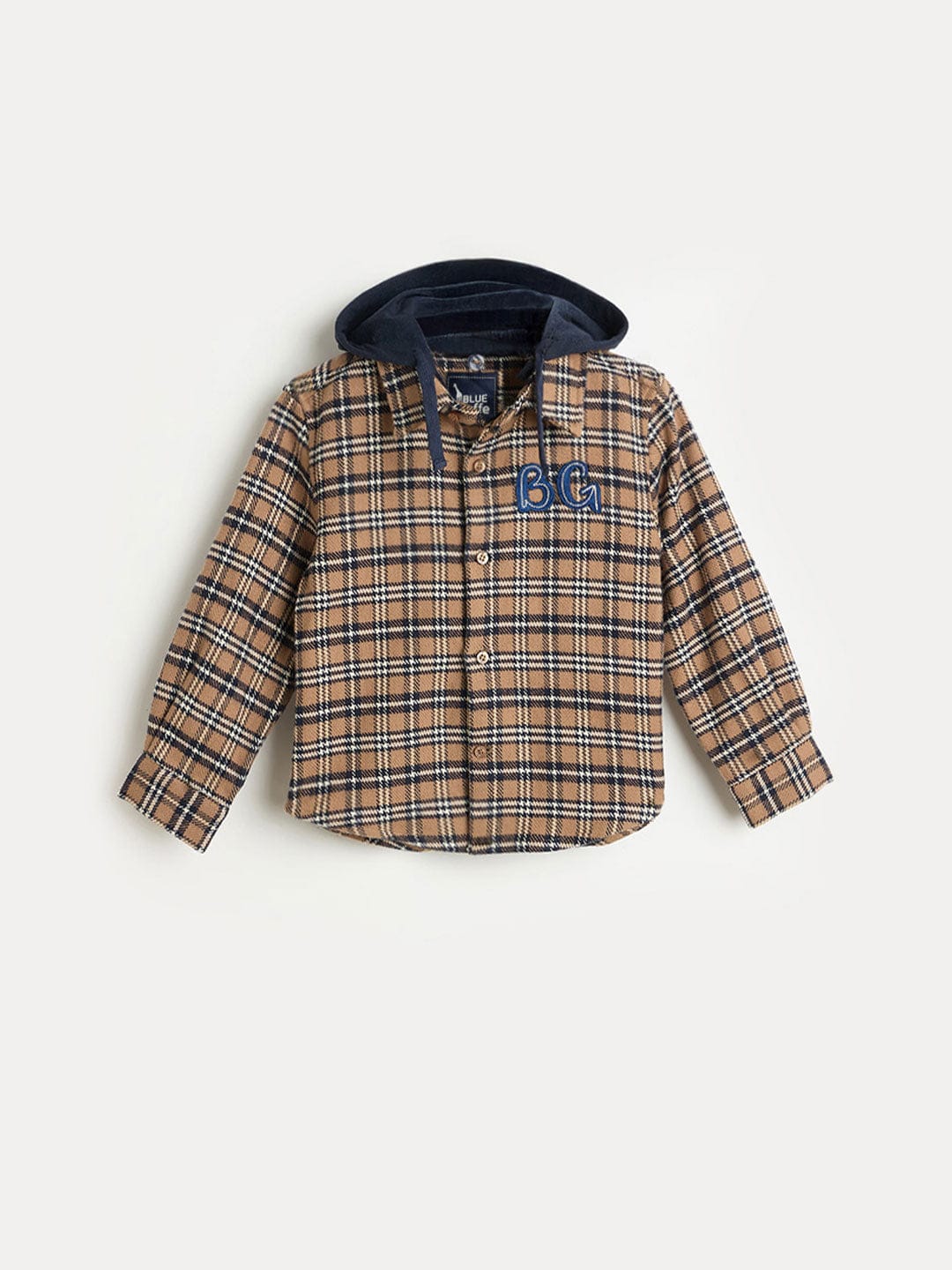 Shop Blue Giraffe Boys Oversize Multicolour Check Pure Cotton Shacket ...