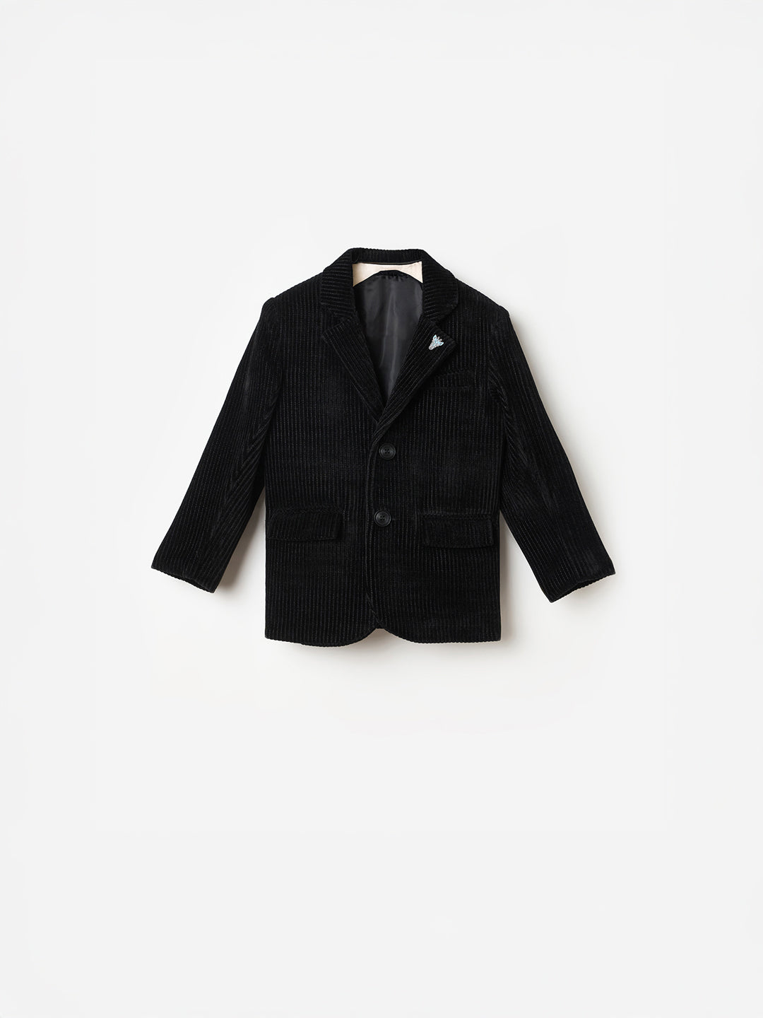 Blue Giraffe Boys Regular Fit Black Stripes Blazer