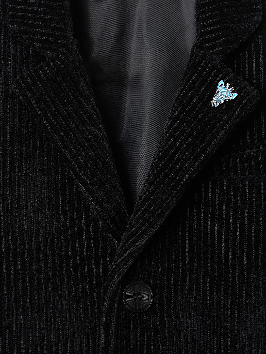 Blue Giraffe Boys Regular Fit Black Stripes Blazer