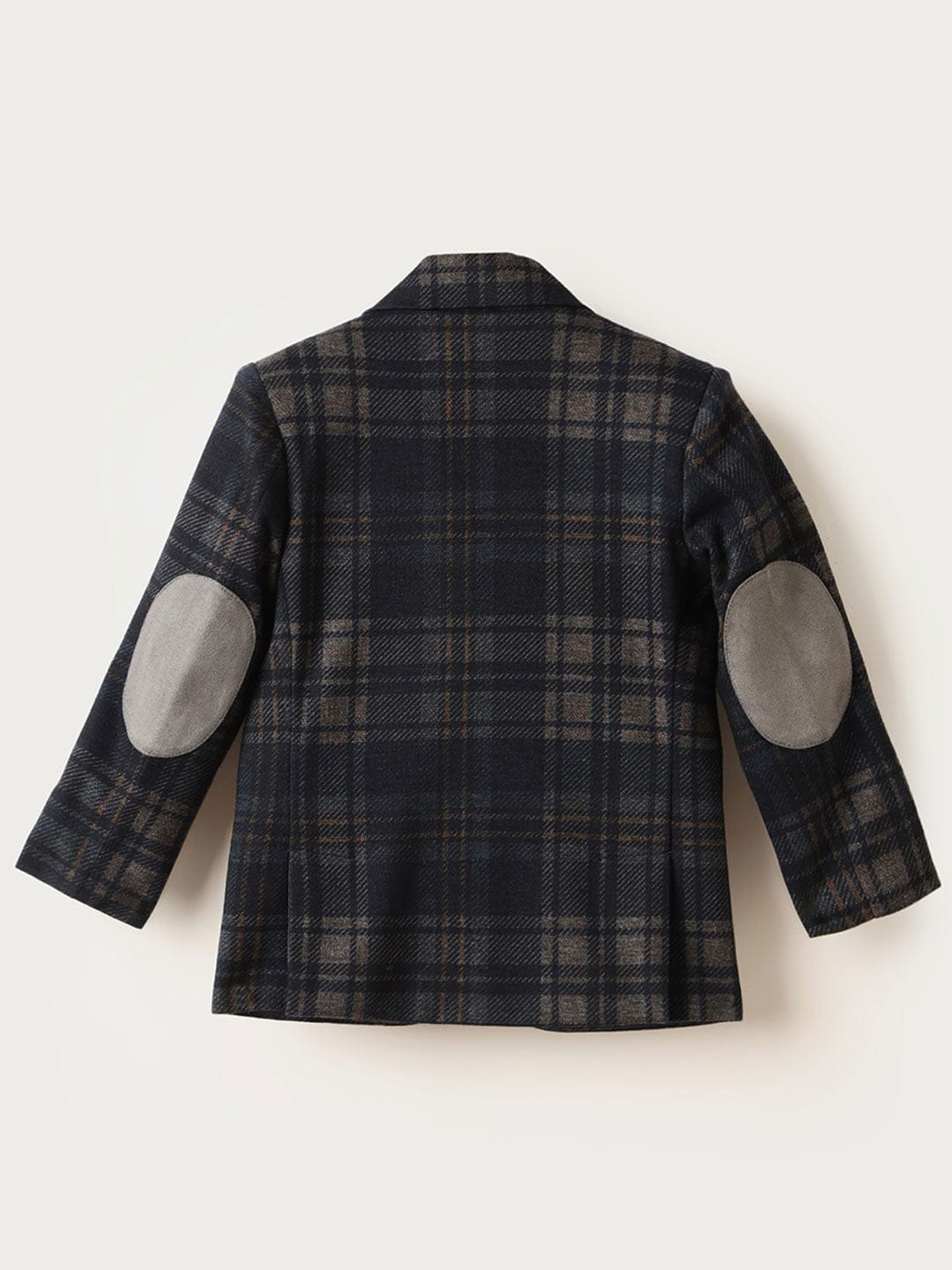 BLUE GIRAFFE Boys Dark Blue Checkered Blazer