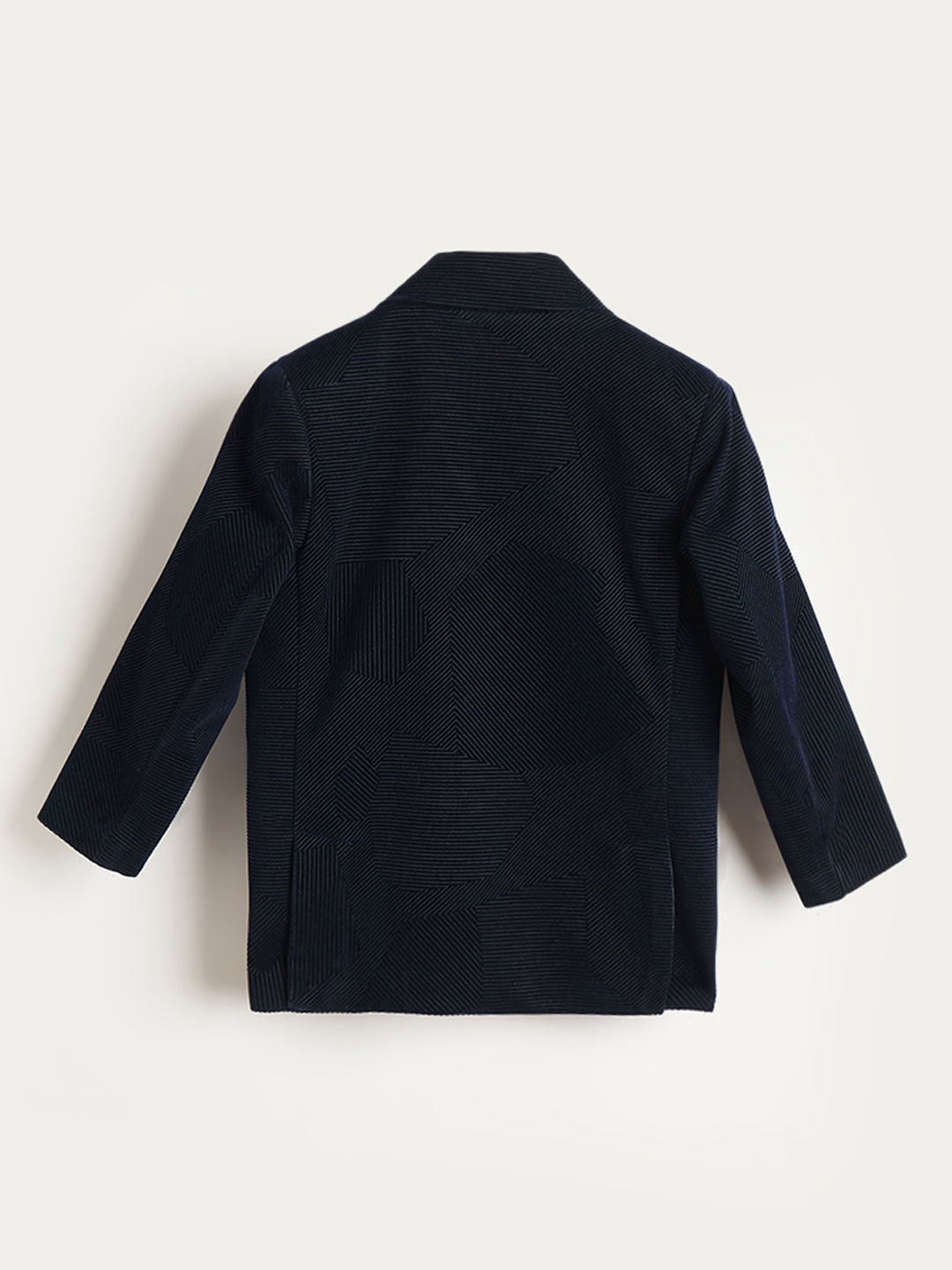 Blue Giraffe Boys Navy Blue Textured Lapel Collar Blazer