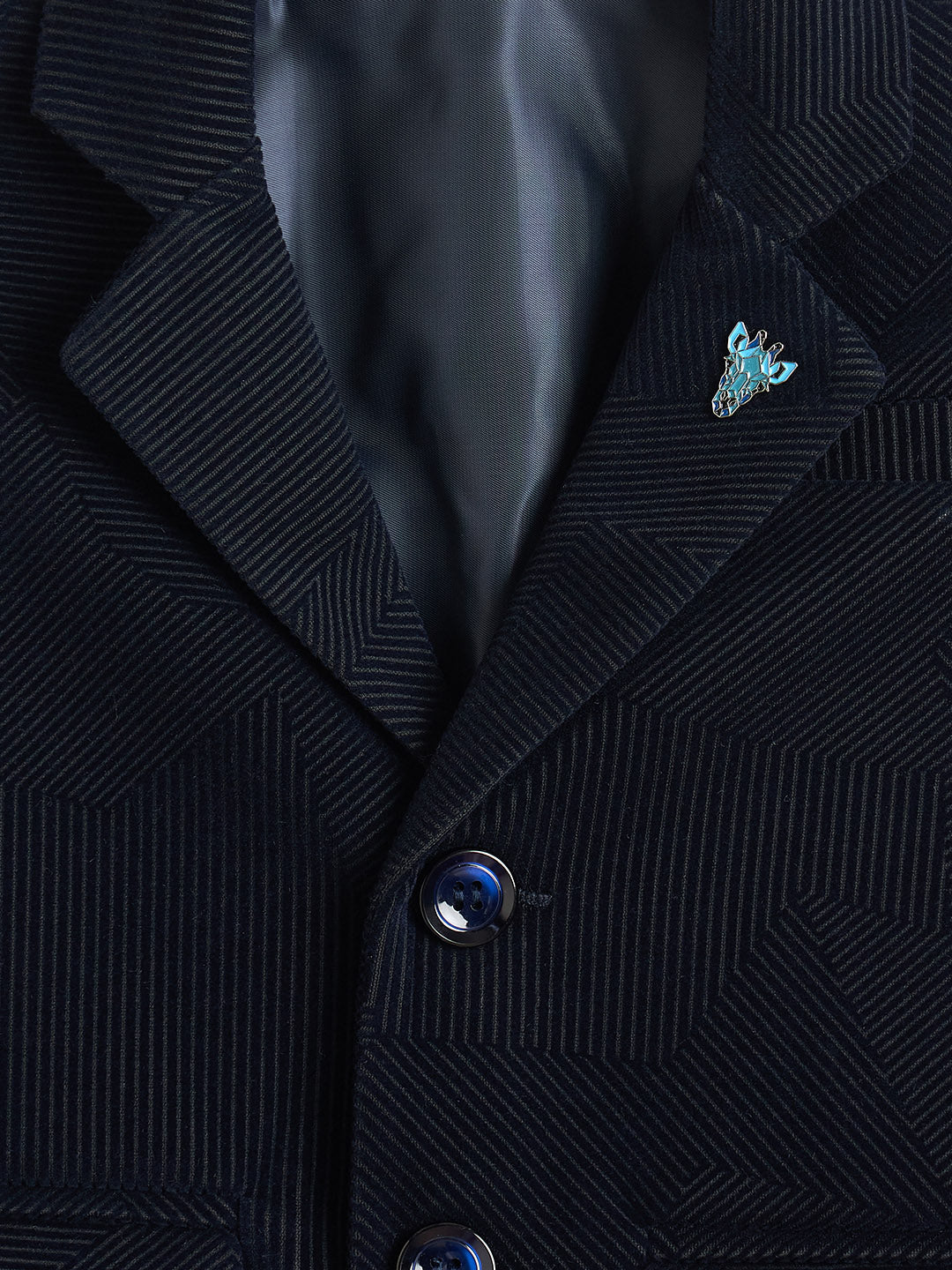Blue Giraffe Boys Navy Blue Textured Lapel Collar Blazer