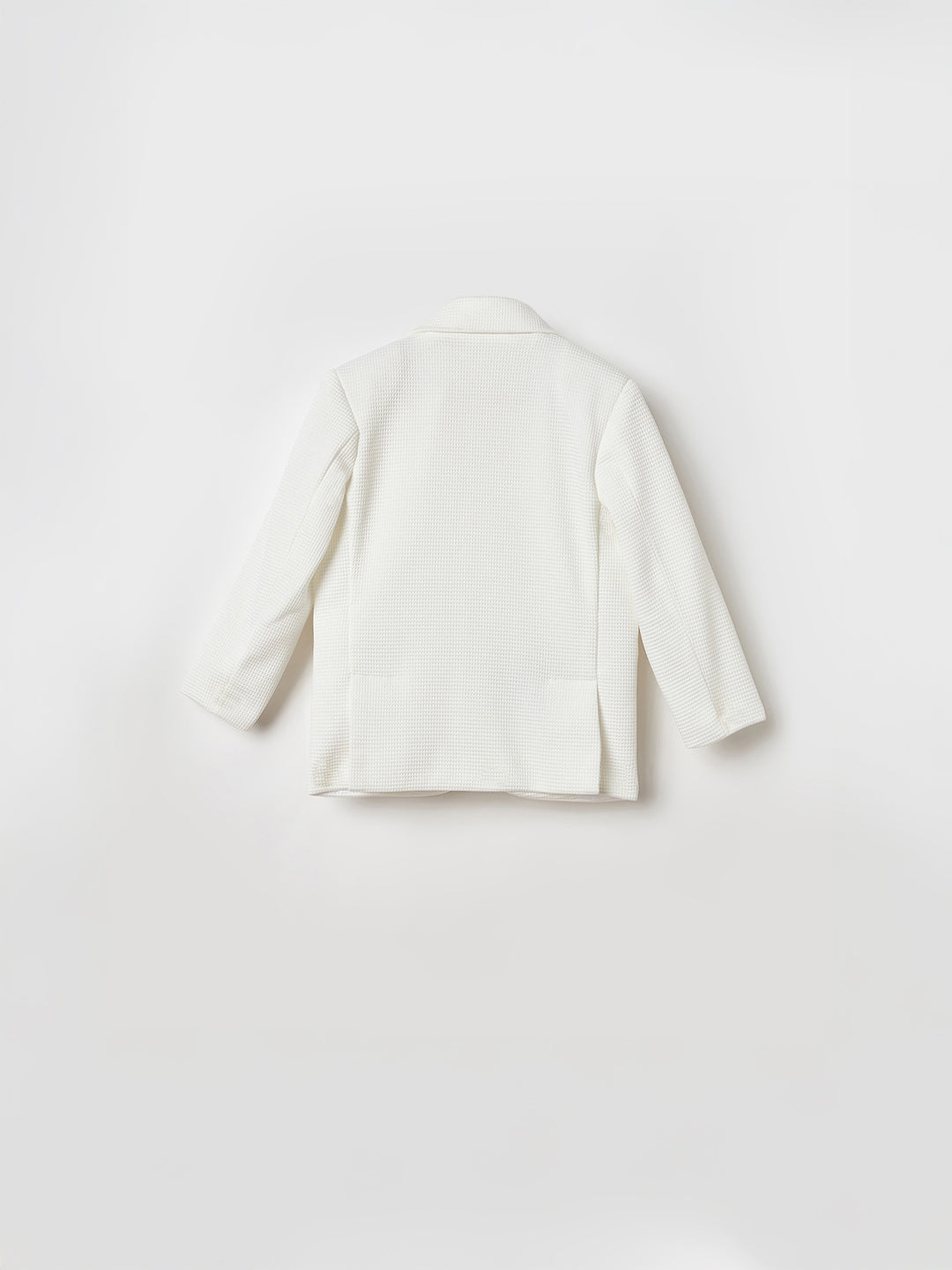 Blue Giraffe Boys Regular Fit White Textured Blazer