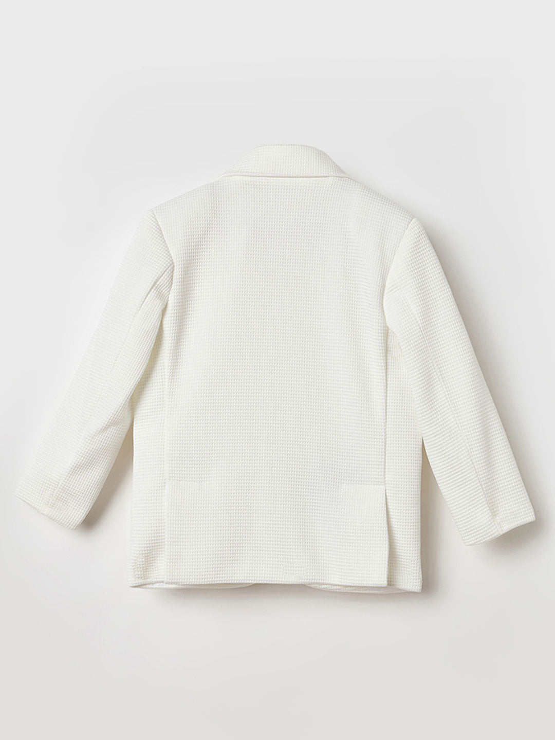 Blue Giraffe Boys Regular Fit White Textured Blazer