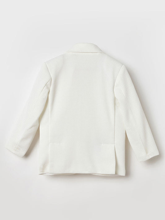 Blue Giraffe Boys Regular Fit White Textured Blazer