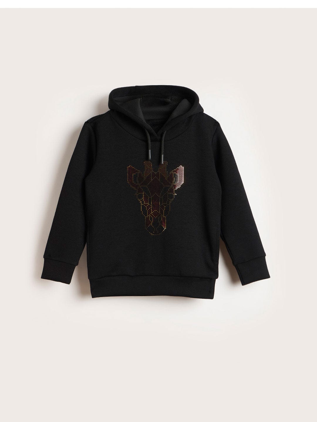 BLUE GIRAFFE Boys Black Foil Print Embellished Hoodie