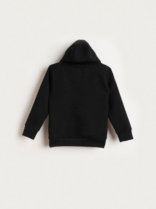 BLUE GIRAFFE Boys Black Foil Print Embellished Hoodie