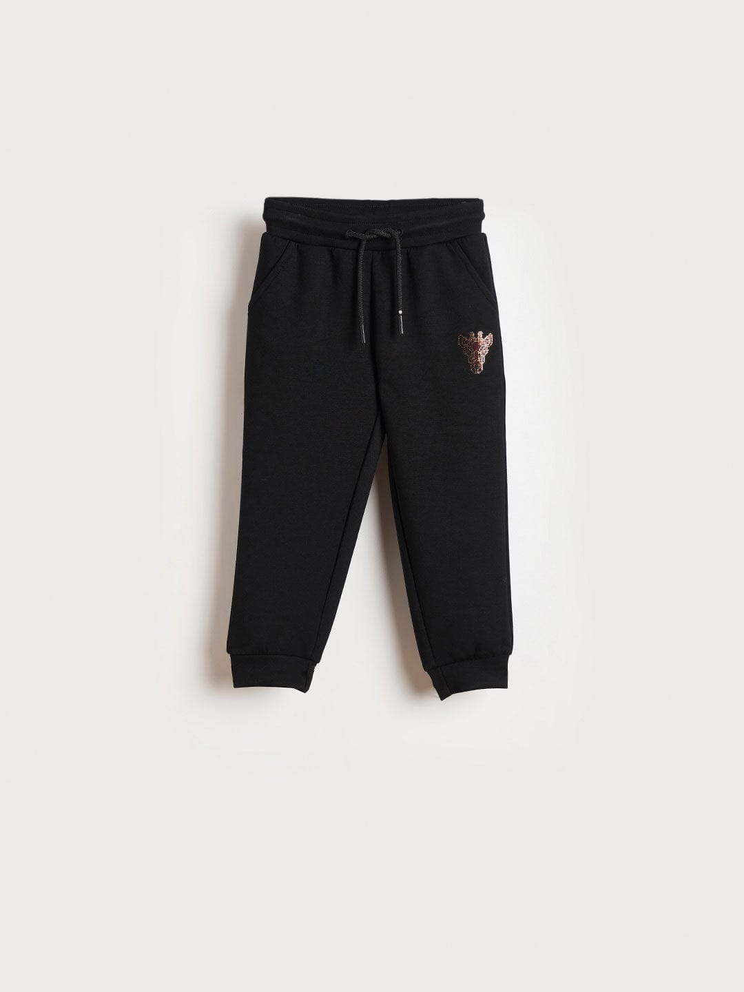 BLUE GIRAFFE Boys Black Blended Embellished Sweatpant