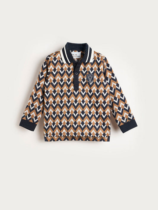BLUE GIRAFFE Boys Multi Printed Polo Neck T-Shirt