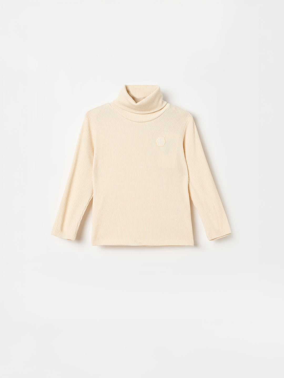 BLUE GIRAFFE Boys Beige Textured High Neck T-Shirt