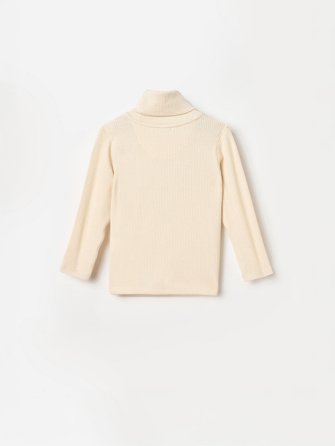 BLUE GIRAFFE Boys Beige Textured High Neck T-Shirt