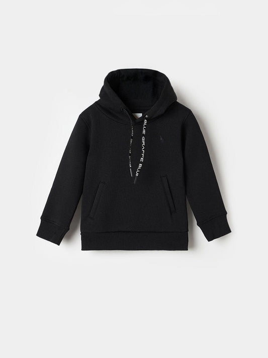 BLUE GIRAFFE Boys Black Solid Hoodie