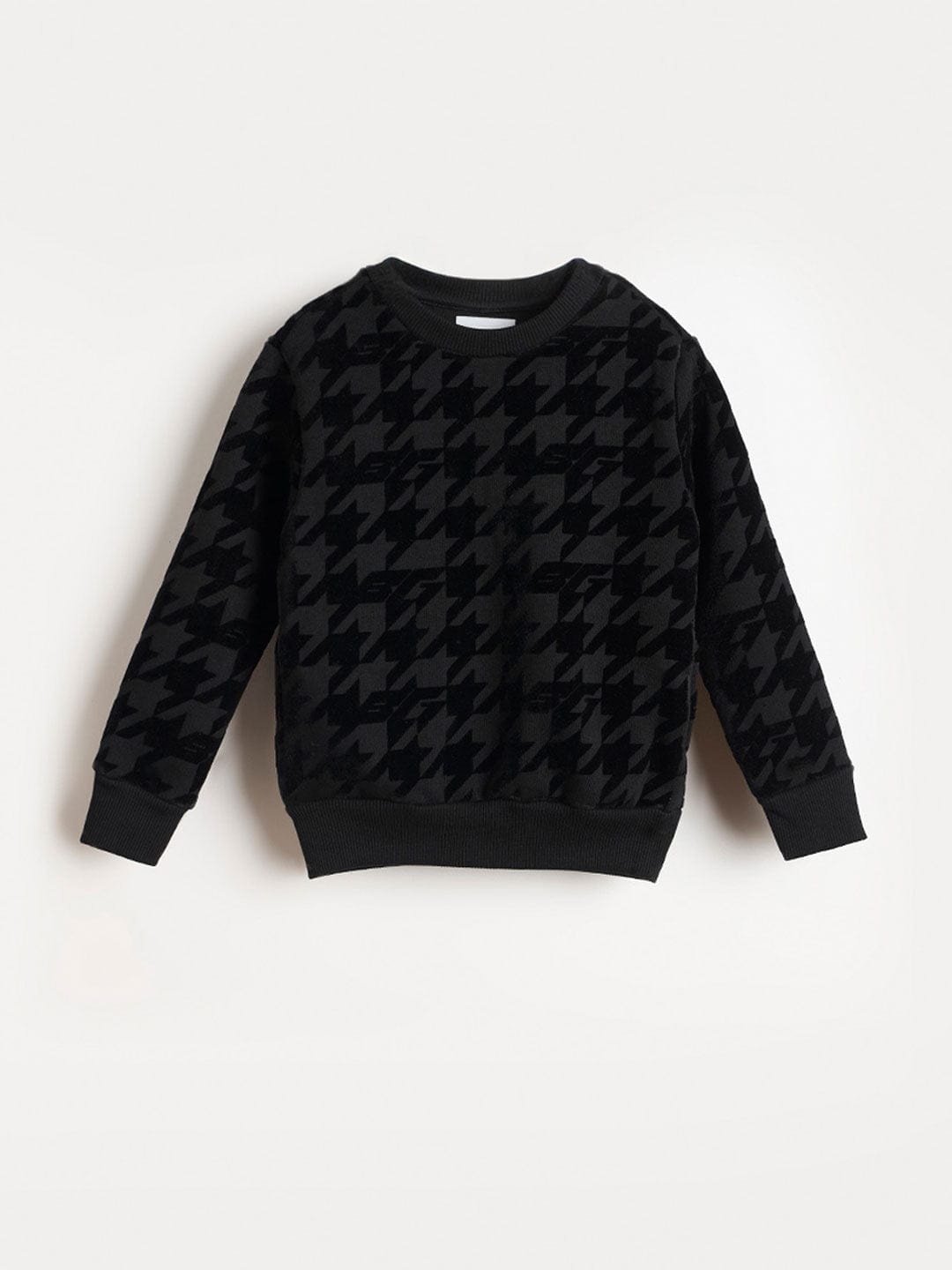 BLUE GIRAFFE Boys Black Branded Artwork Printed Sweatshirt