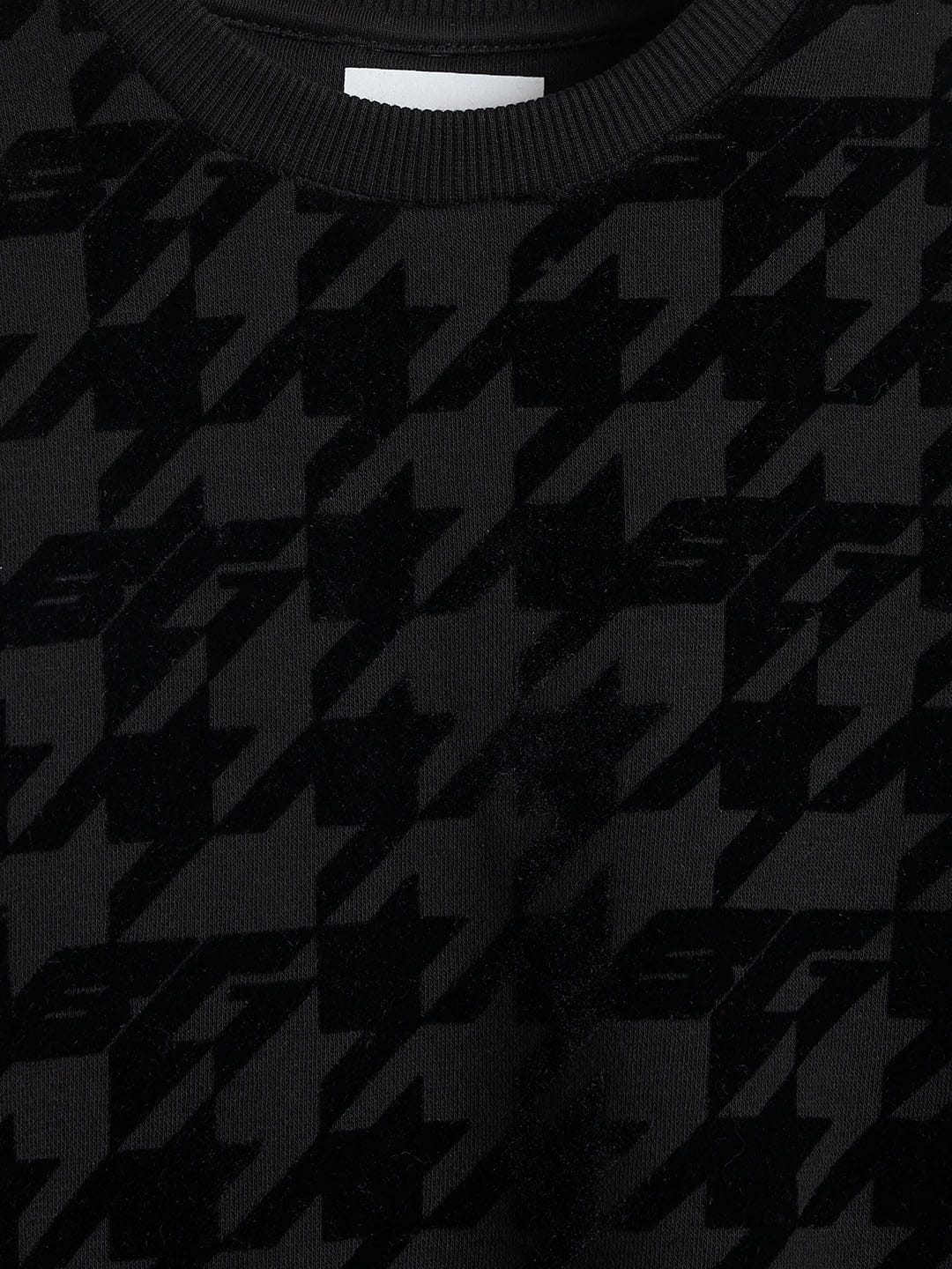 BLUE GIRAFFE Boys Black Branded Artwork Printed Sweatshirt