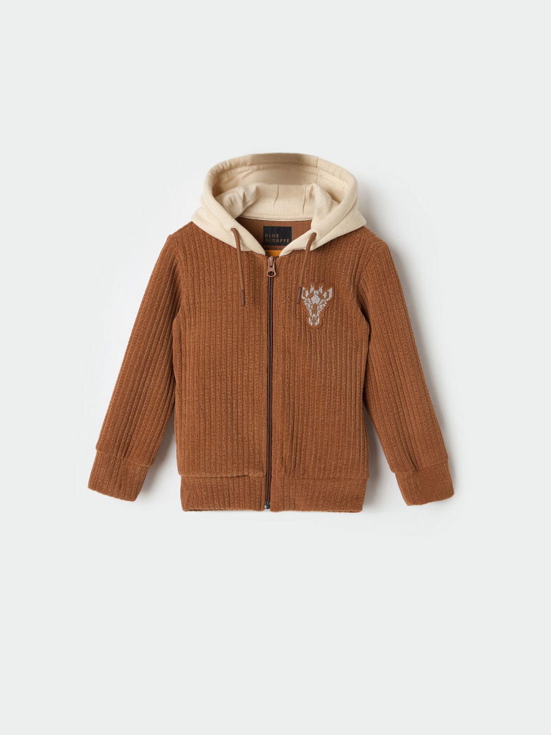 BLUE GIRAFFE Boys Brown Solid Hooded Sweatshirt