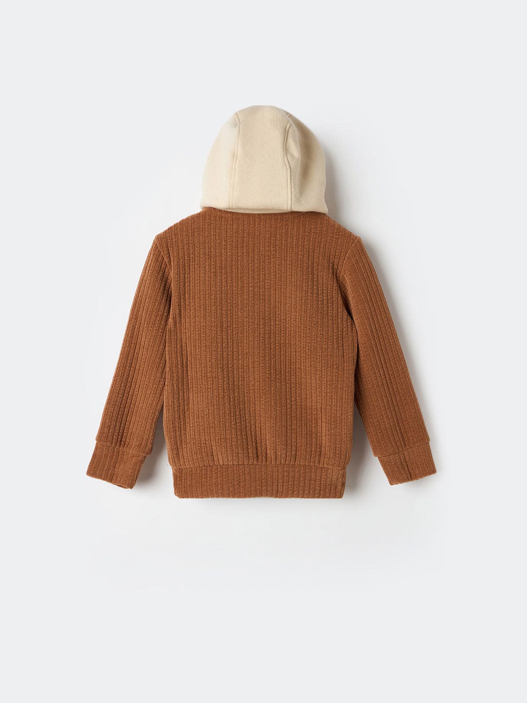 BLUE GIRAFFE Boys Brown Solid Hooded Sweatshirt