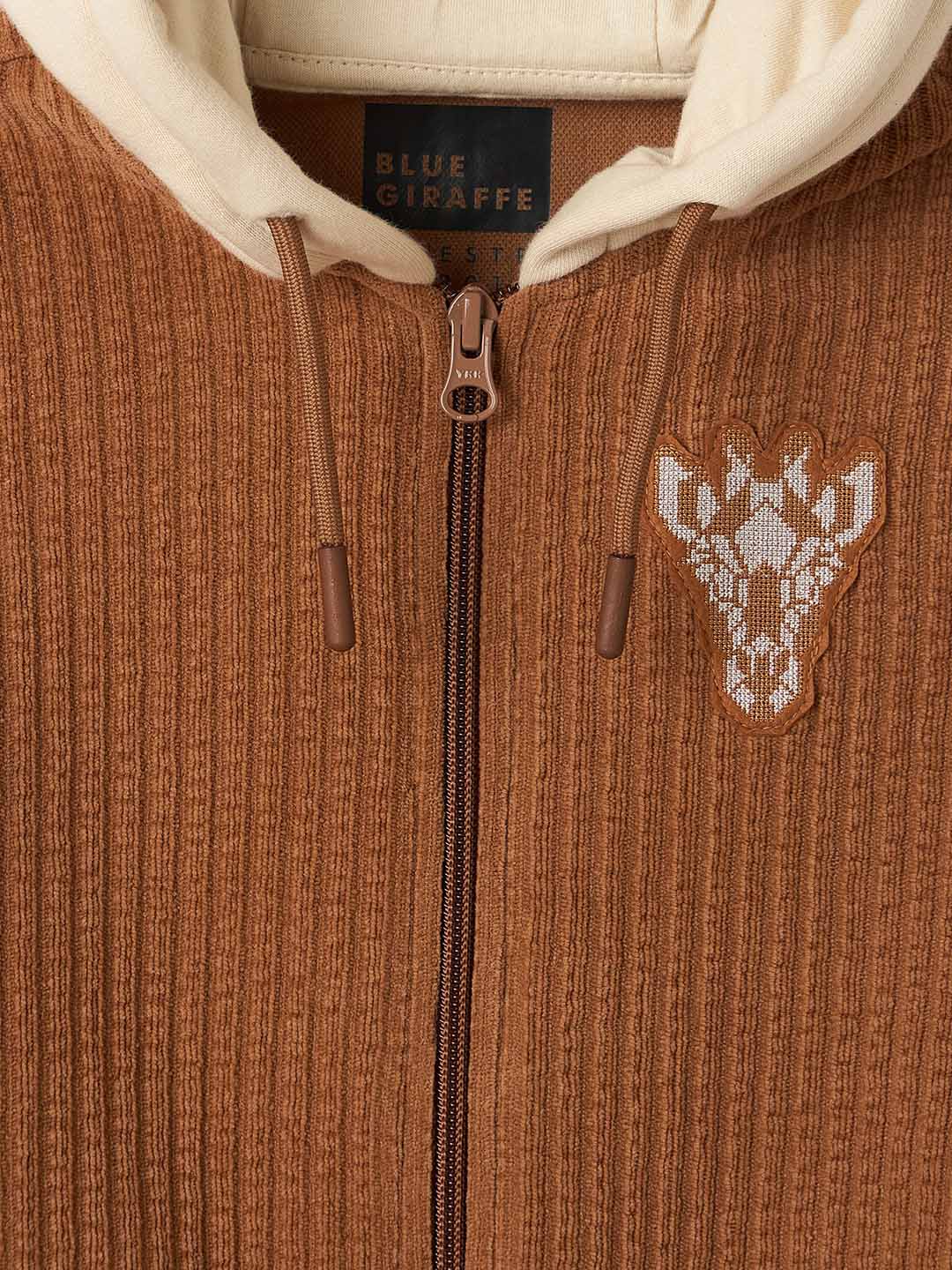 BLUE GIRAFFE Boys Brown Solid Hooded Sweatshirt