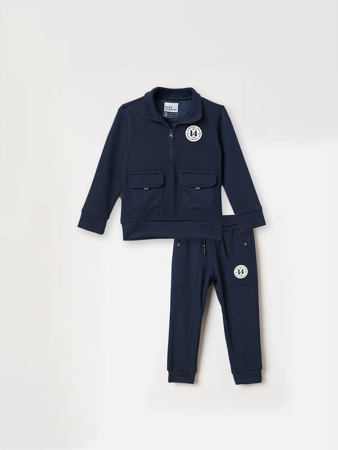 BLUE GIRAFFE Boys Navy Blue Polyester Solid Sweatpant