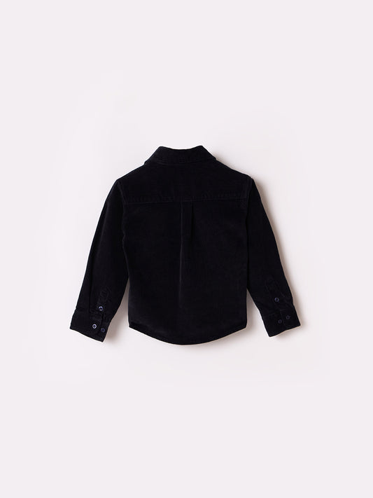 Blue Giraffe Boys Blue Solid Collar Shirt