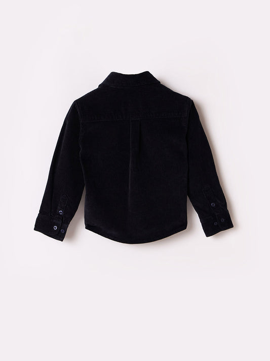 Blue Giraffe Boys Blue Solid Collar Shirt