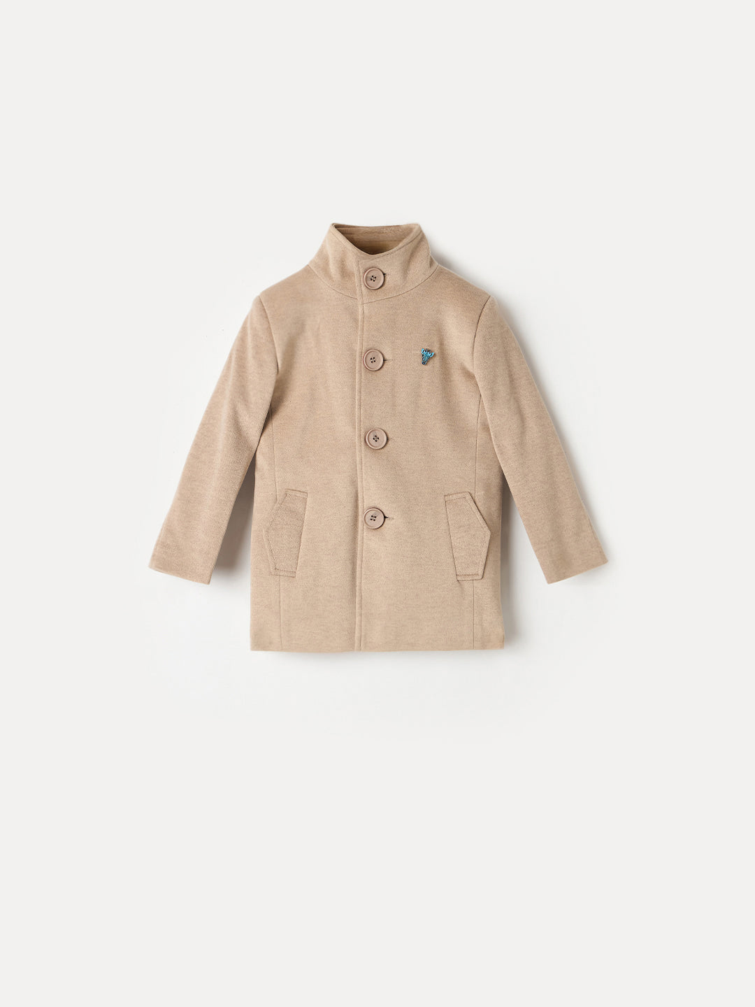 BLUE GIRAFFE Boys Beige Solid Overcoat