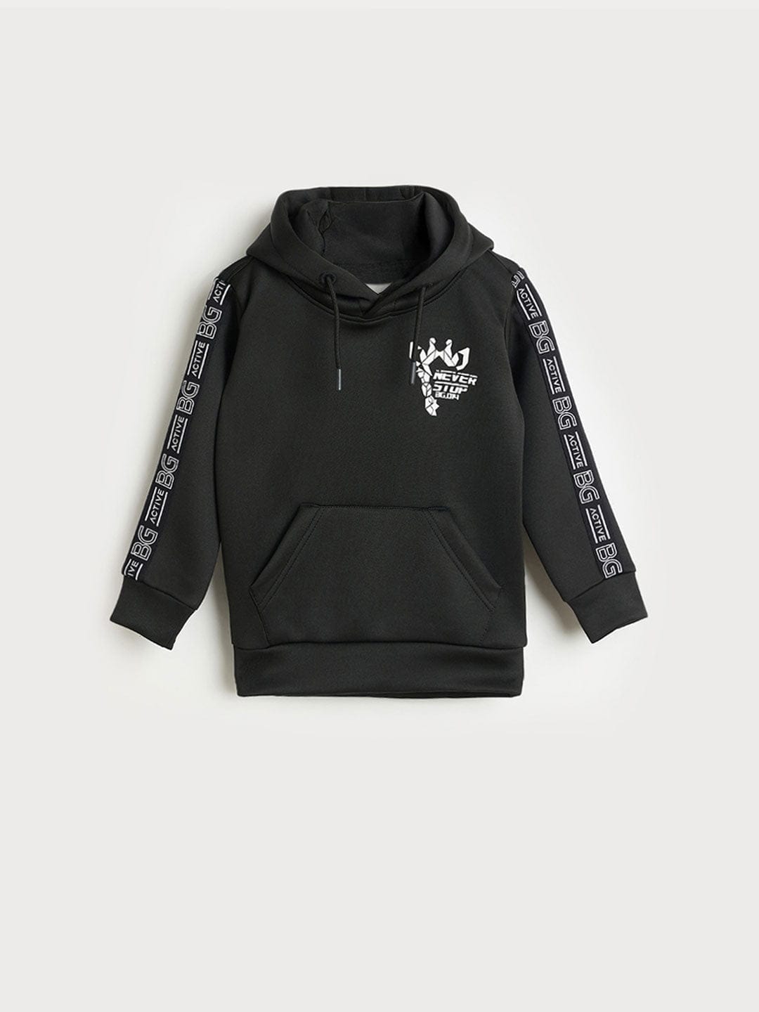 Blue Giraffe Boys Regular Fit Black Logo Sweatshirt