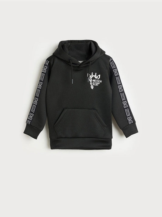 Blue Giraffe Boys Regular Fit Black Logo Sweatshirt