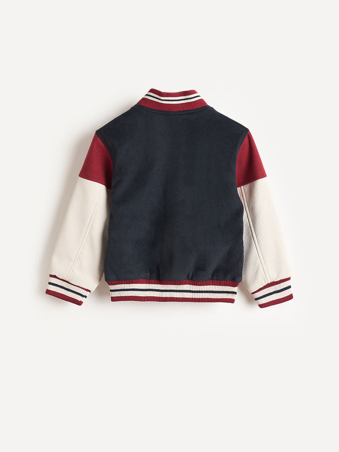 Blue Giraffe Boys Navy Blue Solid Crew Neck Jacket