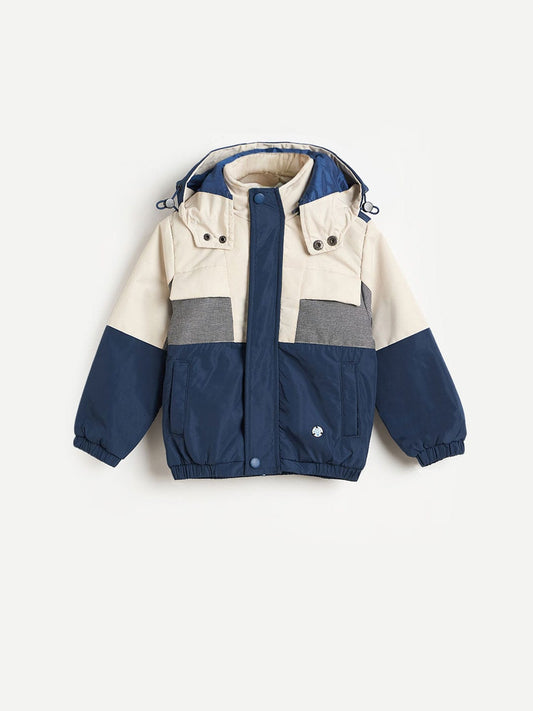 Blue Giraffe Boys Multicolor Solid Crew Neck Hoodie