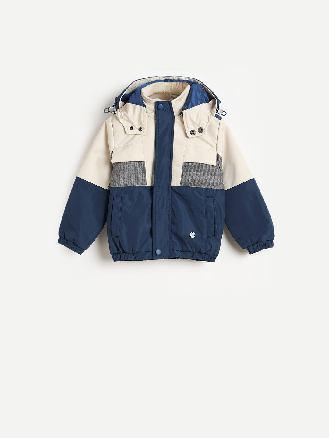 Blue Giraffe Boys Multicolor Solid Crew Neck Hoodie