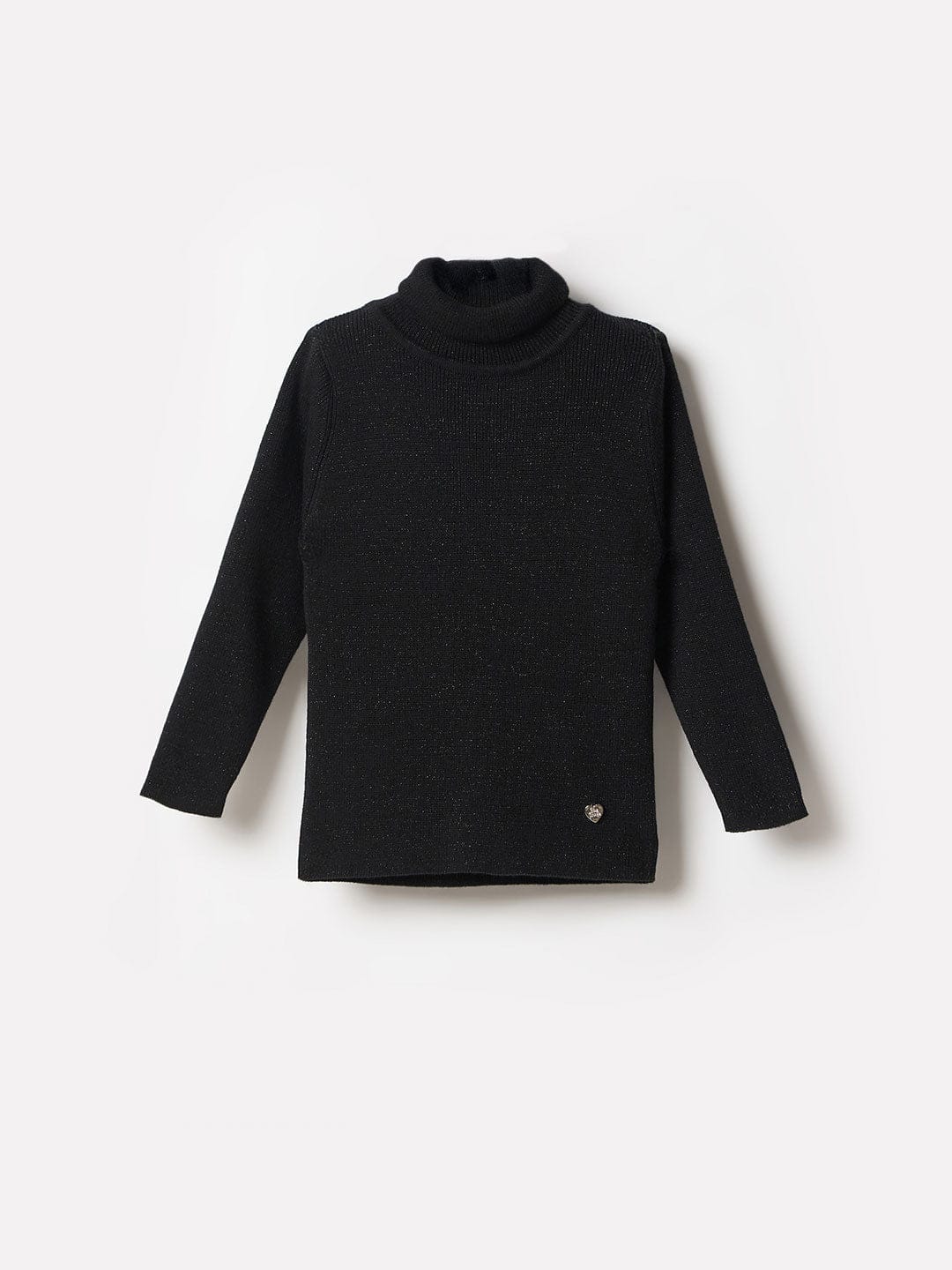 Blue Giraffe Girls Black Solid Crew Neck Sweater