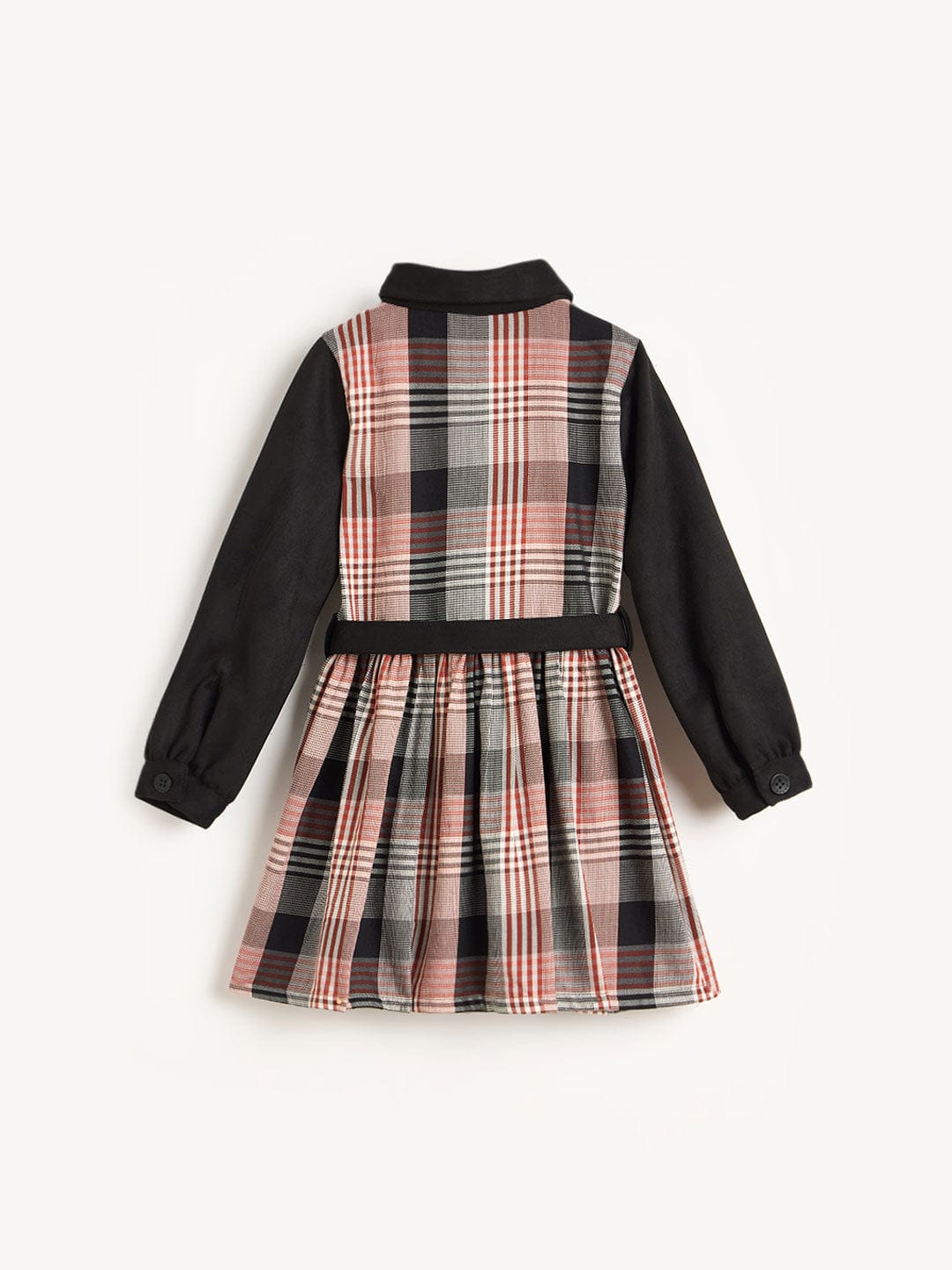 Blue Giraffe Girls Multicolor Check Collared Dress
