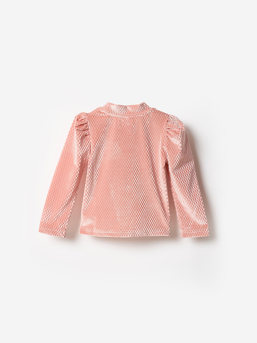 Blue Giraffe Girls Pink Solid Raised Neck Tshirt